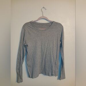 Time And Tru Womens Gray Long Sleeve Crew Neck Casual Pullover T Shirt